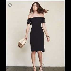Reformation Antonia black midi dress. 2. New